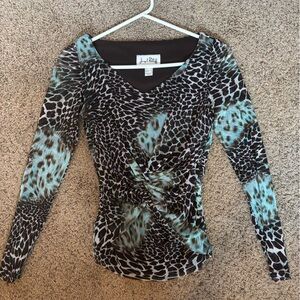 Joseph Ribkoff Black and Blue Patterned Blouse